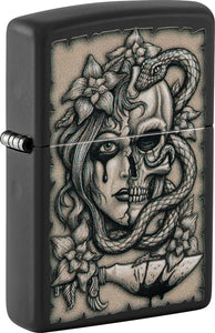 Zippo Gory Tattoo Design Black Matte Windproof Lighter 53239