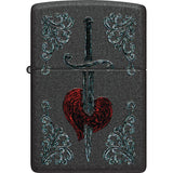 Zippo Heart Dagger Tattoo Design Black Crackle Water Resistant Lighter 53240