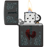 Zippo Heart Dagger Tattoo Design Black Crackle Water Resistant Lighter 53240