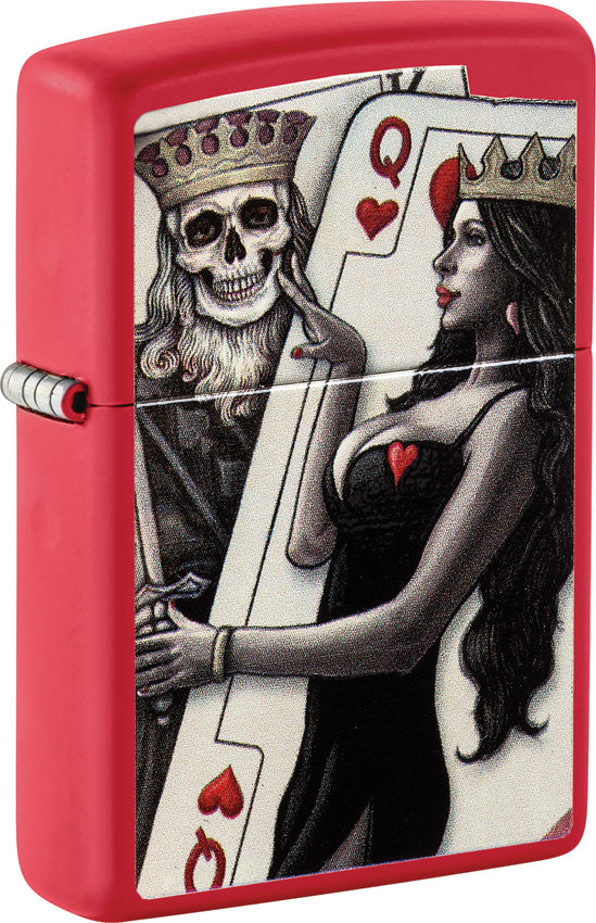 Zippo Skull King Queen Design Red/White/Black Matte Water Resistant 53301