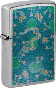 Zippo John Smith Gumbula Design Blue/Teal Street Chrome Water Resistant Lighter 53322