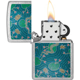 Zippo John Smith Gumbula Design Blue/Teal Street Chrome Water Resistant Lighter 53322