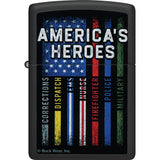 Zippo BuckMark Americas Heroes Design Black Matte Waterproof Lighter 53484