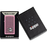 Zippo Checkered Skull Design Pink Matte Windproof Lighter 53568