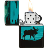 Zippo Moose Landscape Teal/Black Smooth Windproof Pocket Lighter 70149