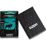 Zippo Moose Landscape Teal/Black Smooth Windproof Pocket Lighter 70149