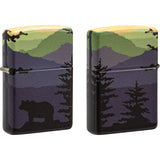 Zippo Bear Landscape Purple/Green Smooth Windproof Pocket Lighter 70150