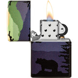 Zippo Bear Landscape Purple/Green Smooth Windproof Pocket Lighter 70150