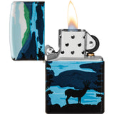 Zippo Deer Landscape Teal/Black Smooth Windproof Pocket Lighter 70151