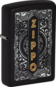 Zippo Logo Design Black Matte Windproof Lighter 70256