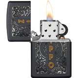 Zippo Logo Design Black Matte Windproof Lighter 70256