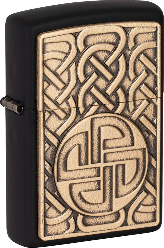 Zippo Brass Norse Emblem Black Matte Windproof Lighter 70347