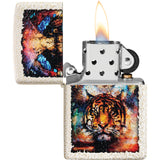 Zippo Tiger Design White Pocket Lighter 2.25" Mercury Glass Windproof 70419