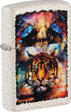 Zippo Tiger Design White Pocket Lighter 2.25" Mercury Glass Windproof 70419