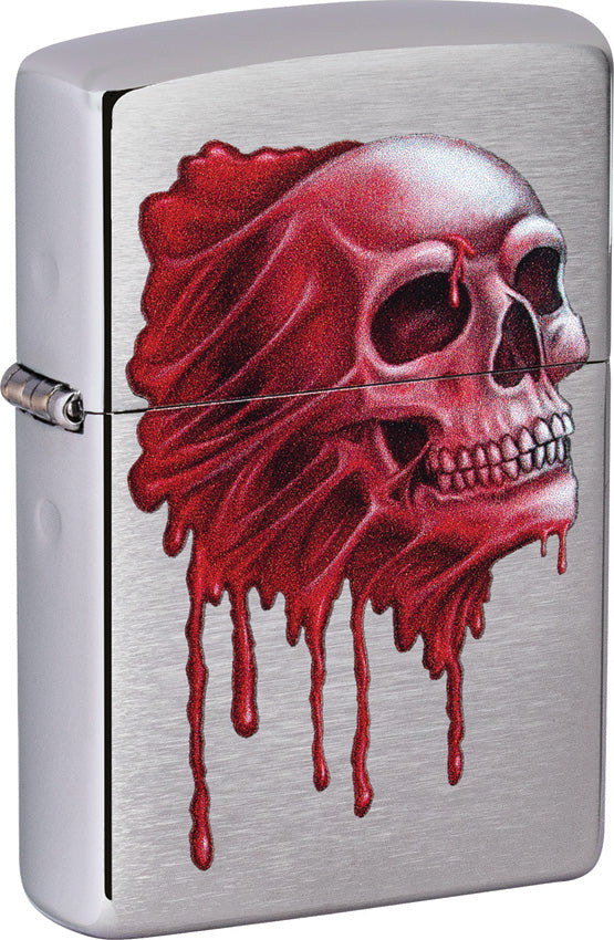Zippo Red Skull Design Brushed Chrome Windproof Lighter 70432