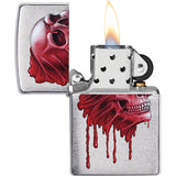 Zippo Red Skull Design Brushed Chrome Windproof Lighter 70432