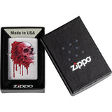 Zippo Red Skull Design Brushed Chrome Windproof Lighter 70432