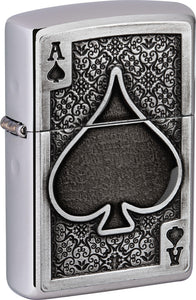 Zippo Ace of Spades Emblem Brushed Chrome Windproof Lighter 70764