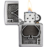 Zippo Ace of Spades Emblem Brushed Chrome Windproof Lighter 70764