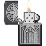 Zippo American Metal Emblem Design Black Matte Windproof Lighter 70766