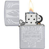 Zippo Harley Davidson Design Satin Chrome Windproof Lighter 70774