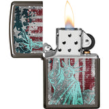 Zippo Statue of Liberty Grey Black Ice Water Resistant Lighter 70786