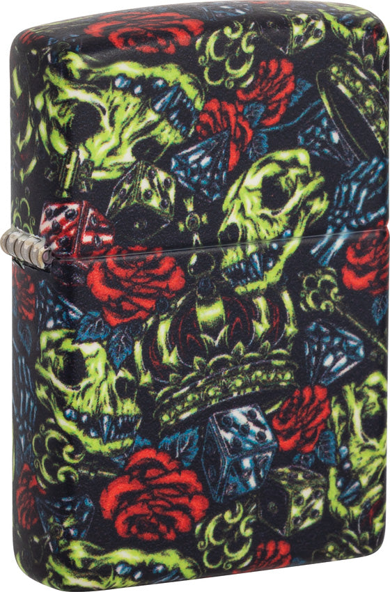 Zippo Skull Crown Design Yellow/Red/Blue Matte Water Resistant 70892