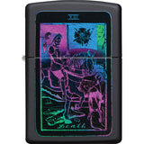 Zippo Black Light Tarot Card Design Black Matte Waterproof UV Lighter 70894