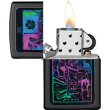 Zippo Black Light Tarot Card Design Black Matte Waterproof UV Lighter 70894