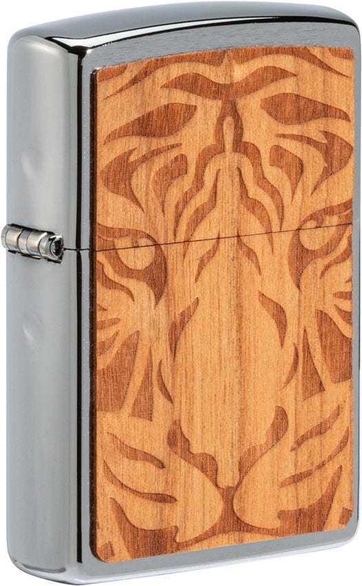 Zippo Woodchuck Cherry Tiger Brushed Chrome Water Resistant Lighter 70902