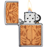 Zippo Woodchuck Cherry Tiger Brushed Chrome Water Resistant Lighter 70902