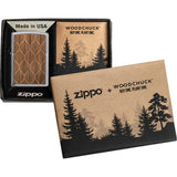 Zippo Woodchuck Walnut Leaves Brushed Chrome Water Resistant Lighter 70903