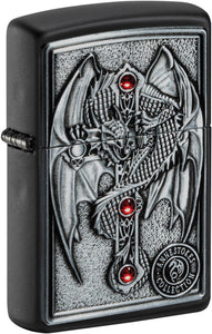 Zippo Winged Dragon Cross Black Matte Windproof Lighter 71282