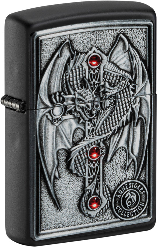 Zippo Winged Dragon Cross Black Matte Windproof Lighter 71282