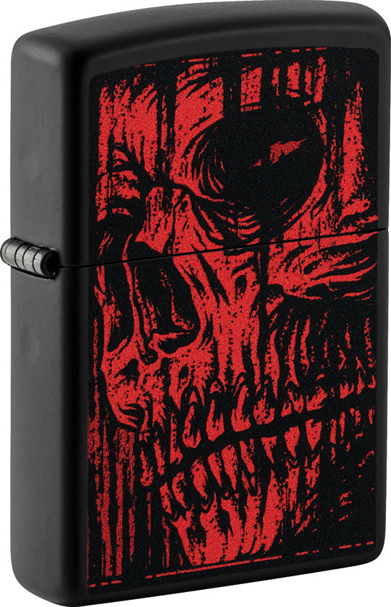 Zippo Red Skull Design Black Matte Windless USA Made Lighter 71858
