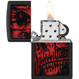 Zippo Red Skull Design Black Matte Windless USA Made Lighter 71858