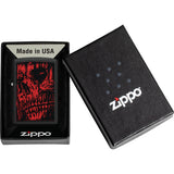 Zippo Red Skull Design Black Matte Windless USA Made Lighter 71858