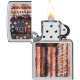 Zippo Americana Flag High Polish Chrome Windproof Lighter 71862