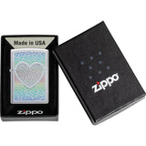 Zippo Heart Design Rainbow Satin Chrome Windproof Lighter 71863