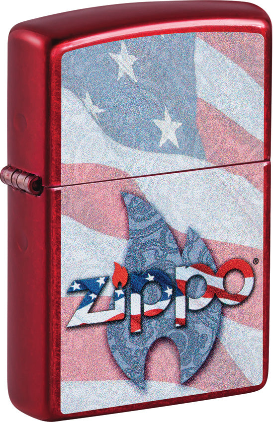 Zippo Flag Design Candy Apple Red Windproof Lighter 71864
