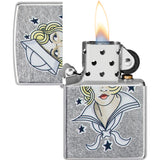 Zippo Sailor Girl Tattoo Design Street Chrome Windless USA Made Lighter 71872