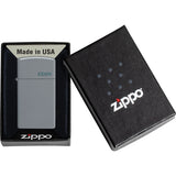 Zippo Slim Logo Design Flat Gray 2.38" Pocket Lighter Windproof 71885