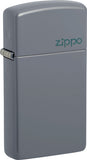 Zippo Slim Logo Design Flat Gray 2.38" Pocket Lighter Windproof 71885