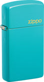 Zippo Slim Logo Design Flat Turquoise 2.38" Pocket Lighter Windproof 71895