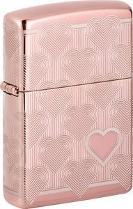 Zippo Heart Design High Polish Rose Gold Windproof Lighter 71896