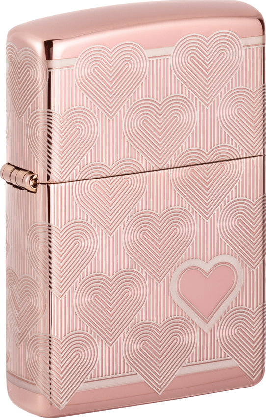 Zippo Heart Design High Polish Rose Gold Windproof Lighter 71896