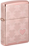 Zippo Heart Design High Polish Rose Gold Windproof Lighter 71896