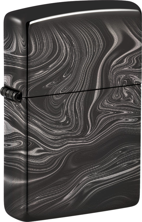 Zippo Marble Pattern Design High Polish Black Ice Windproof Lighter 71897