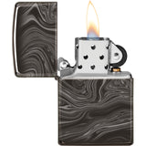 Zippo Marble Pattern Design High Polish Black Ice Windproof Lighter 71897