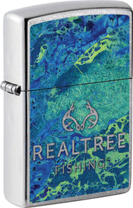 Zippo Realtree Fishing Wave Design Street Chrome Windless USA Made Lighter 71902